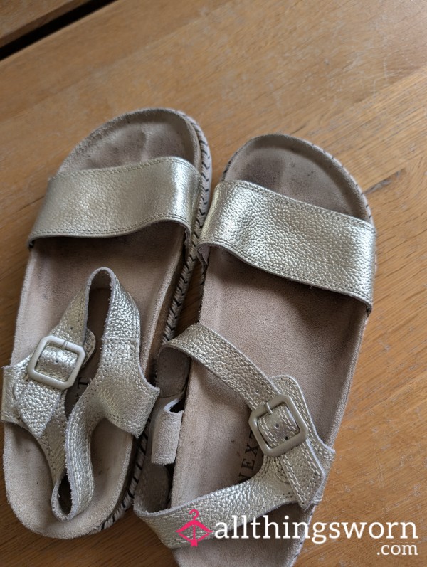 Very Well Worn Gold Sandals
