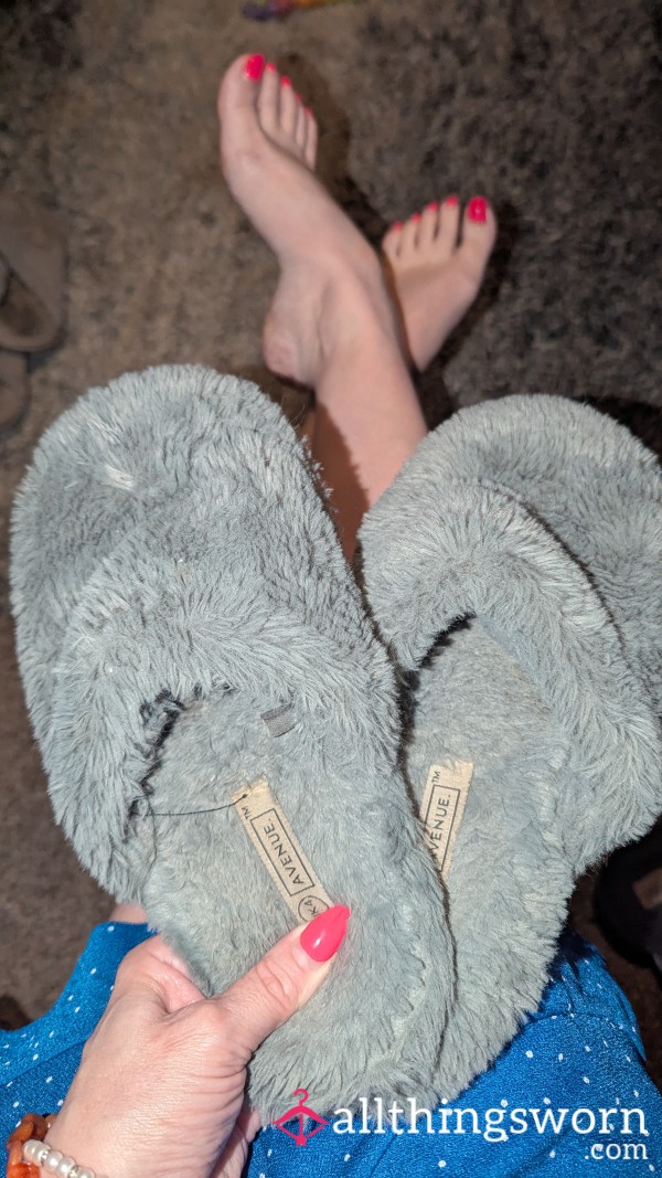 Very Well Worn Grey Smelly Slippers