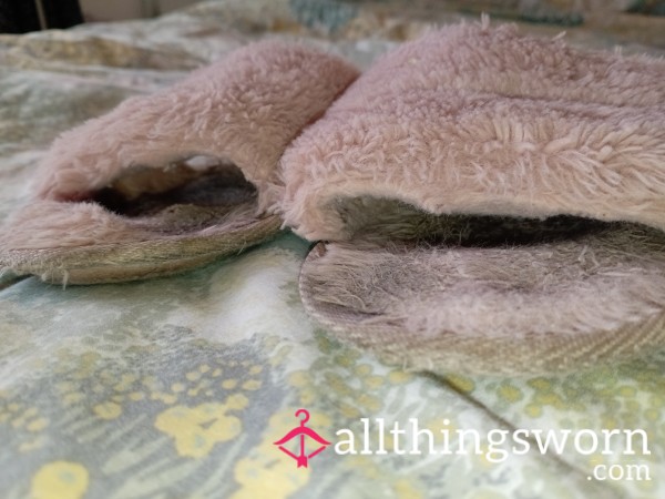 Very Well Worn Pale Pink Slippers