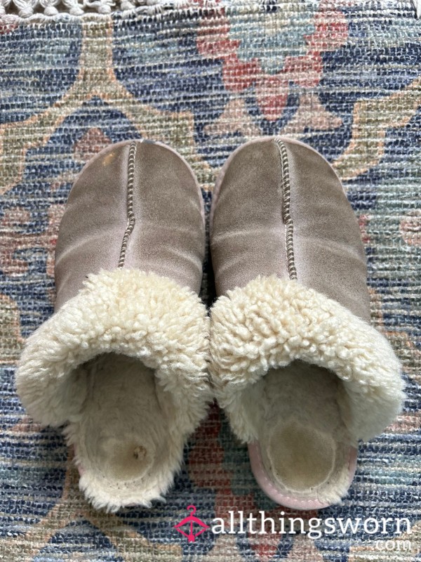 Very Well Worn Stinky Slippers - Worn Every Day For The Last Year -suede Size 6