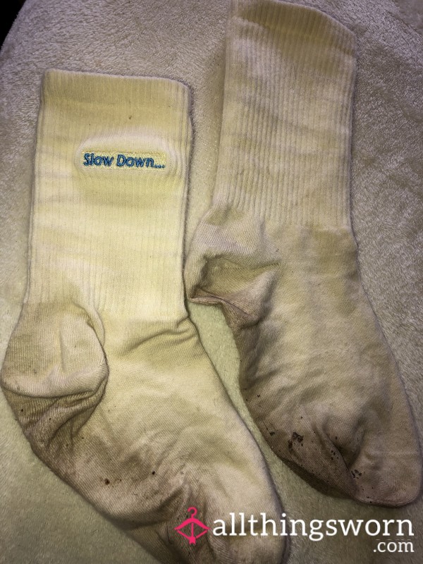 Very Well Worn Yellow Crew Length Socks😜