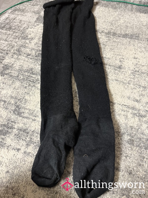 Very Well Worn/used Black Thigh Socks