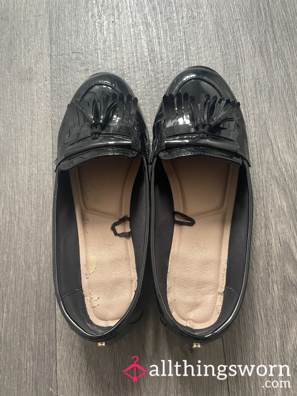 Very Worn Black Work Shoes
