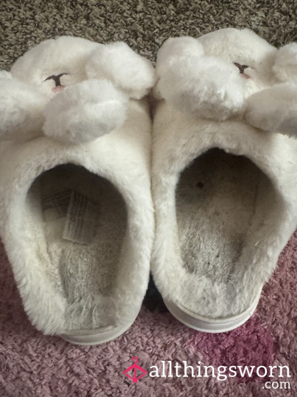 Very Worn Dirty Bunny Slippers