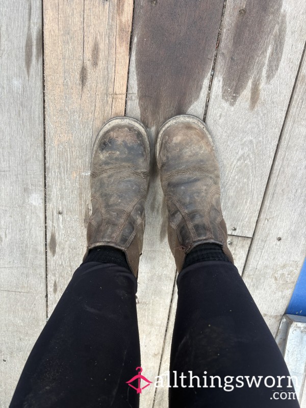 Very Worn Dirty Work Boots