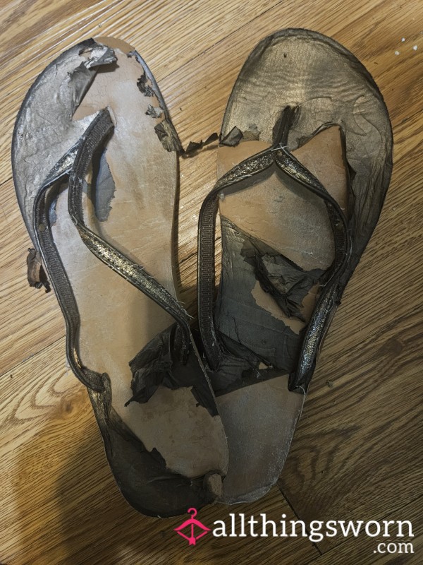 Very Worn Flip Flops Brown Size 9/10