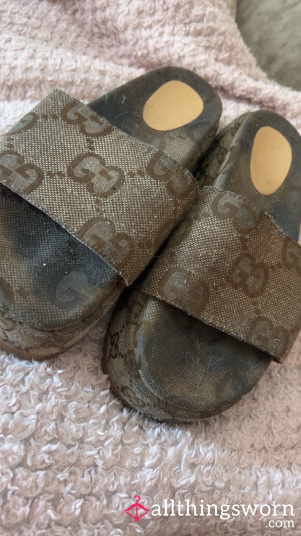 Very Worn Gucci Slides