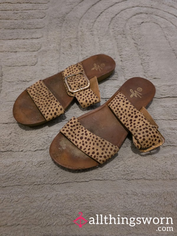 Very Worn Leopard Flats.