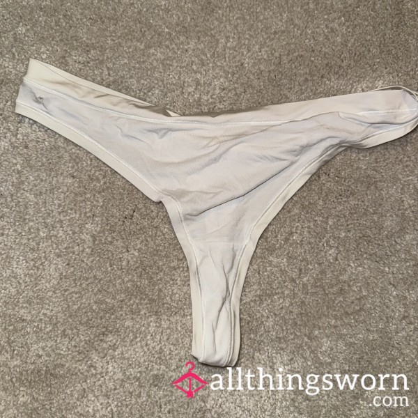 Very Worn Old Discoloured White Thong