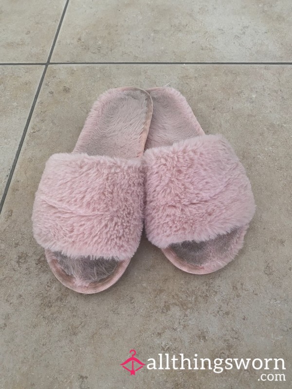 VERY Worn Pink Fluffy Slippers