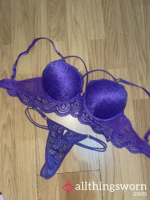 VERY WORN Purple Bra And Thong Set
