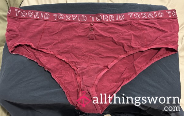 ~VERY WORN RED COTTON CHEEKY PANTY~