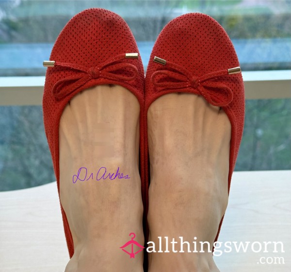 Very Worn Ruby Red Flats