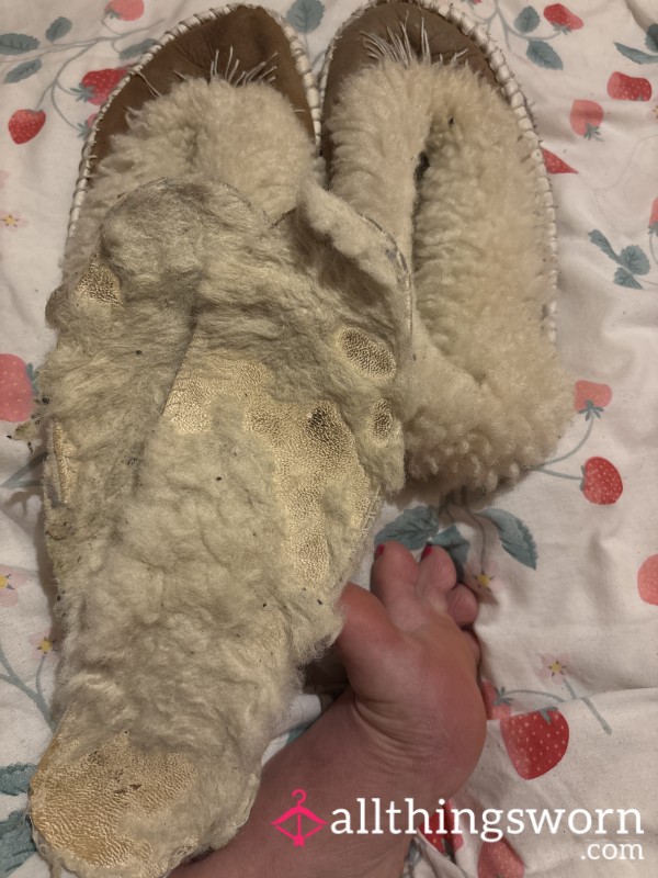 Very Worn Sheepskin Slippers