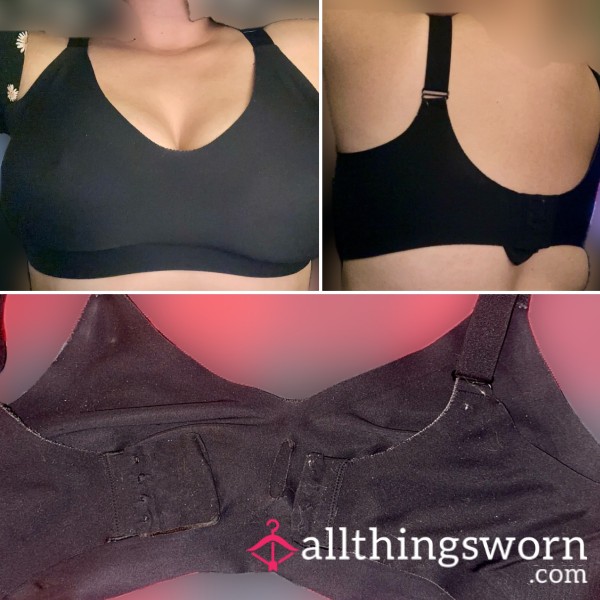 Very Worn Stained Black Bra 🖤