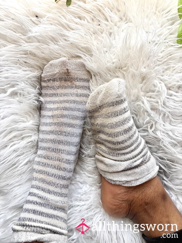 Very Worn Striped Knit Socks