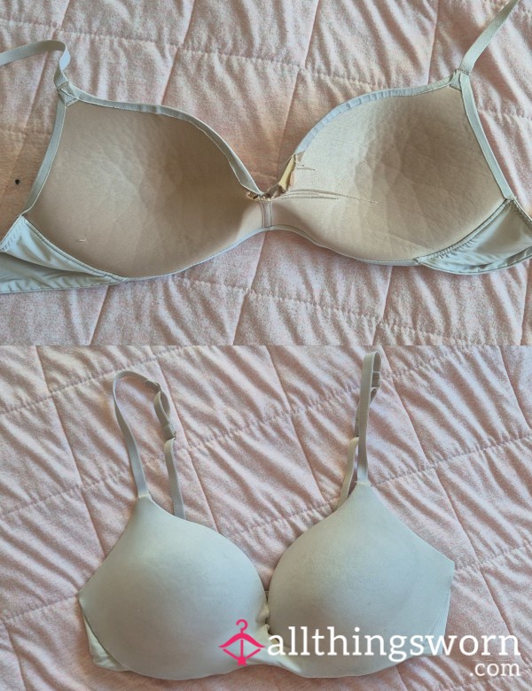 Very Worn, Sweaty Ripped Beige Nude Bra