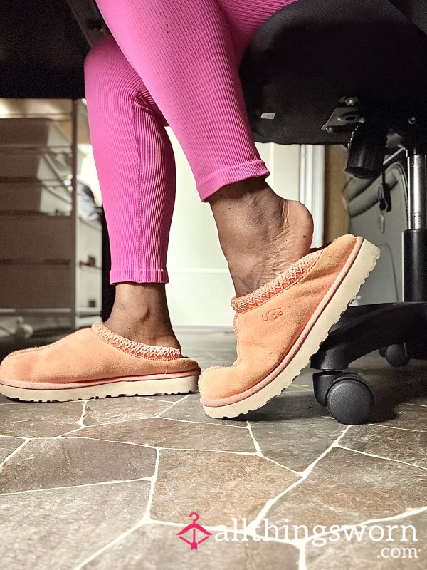 Very Worn Vibrant NEON Cor*l UGG Tasman Slippers
