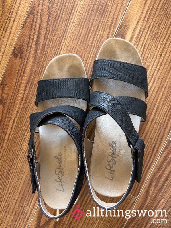 Very Worn Wedge Heel Sandals Dirty With Toe Prints