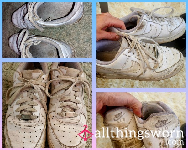 🤍 Very Worn White Air Force 1s – UK Size 6 🤍