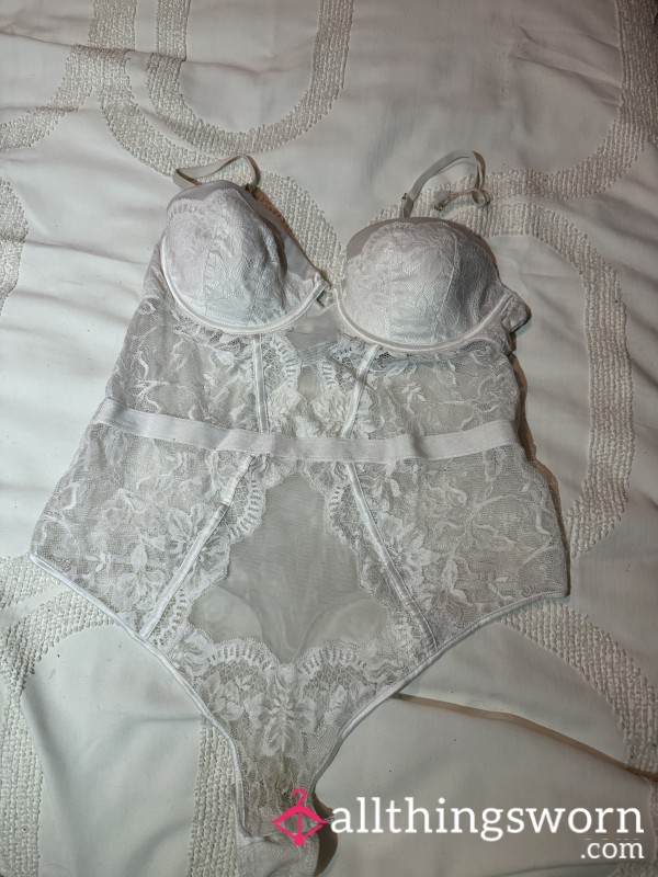 Very Worn White Lace Body Suit
