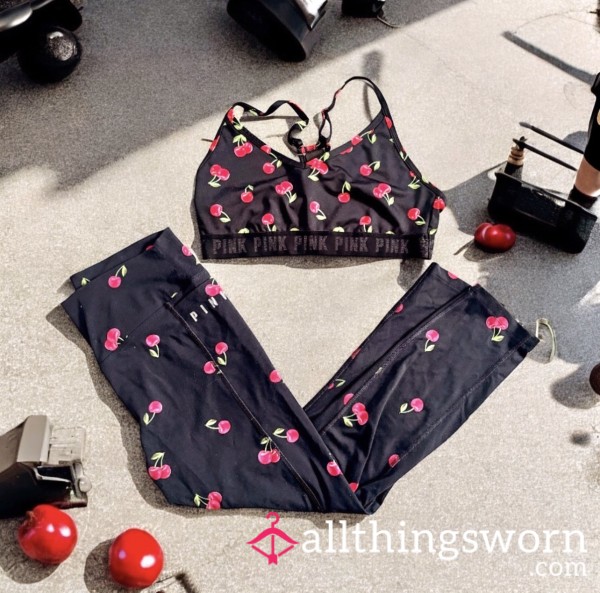 VERY Worn Y2K Victoria's Secret PINK Ultimate Collection, Featuring A Vibrant Black Cherry Print