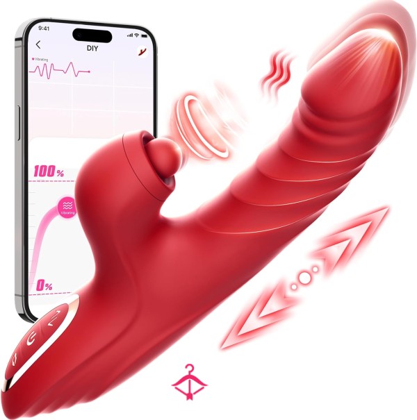 Vibrator Thrusting Di**o For Women Toendi G Spot Vibrator Clitor*l Stimulator S** Toys Di**os Vibrator With 10 Vibration 7 Thrust Mode With Licking, Rabbit Vibrators Adult S** Toy For Women A