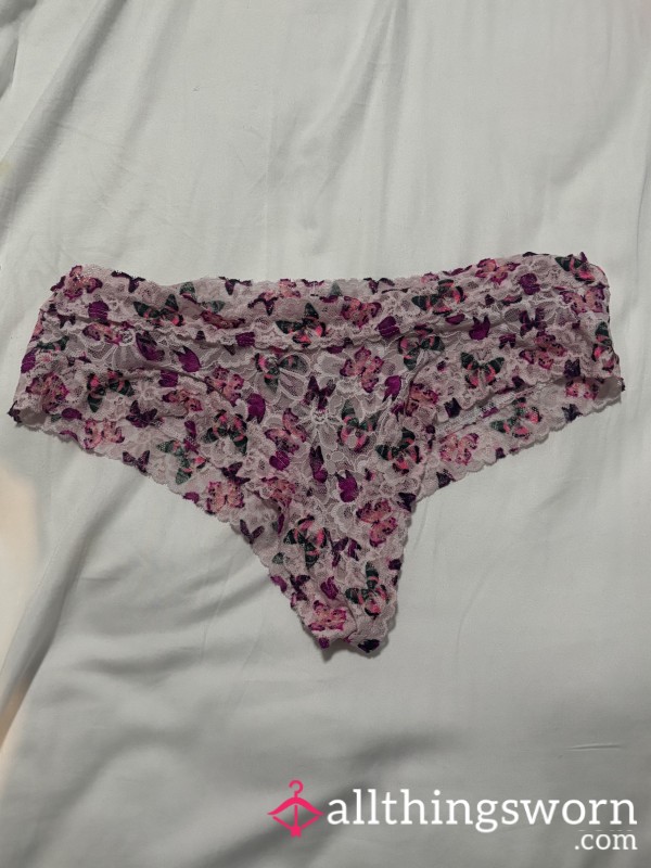 Victoria Secret Cheeky Pink Bu*terfly Scalloped Panties (USED)
