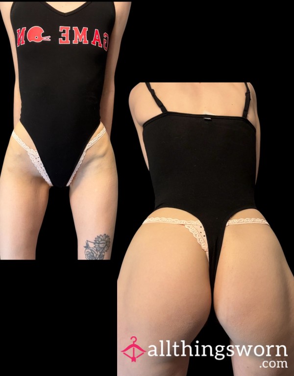 Victoria Secret PINK, Black Thong Bodysuit.