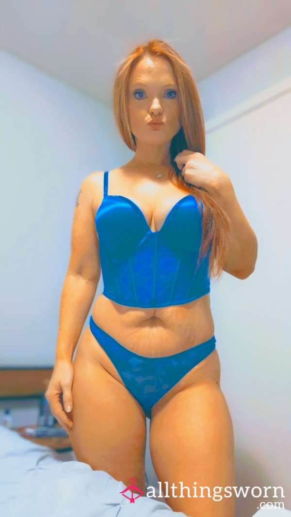 Victoria Secret S**y Blue Corset And Matching Panties