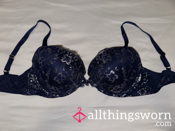 Victoria’s Secret 38D Dream Angels Push-Up Bra - Navy With Glitter Lace - Light Wear