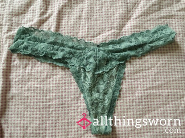 Victoria’s Secret Blue-Green Lace Thong