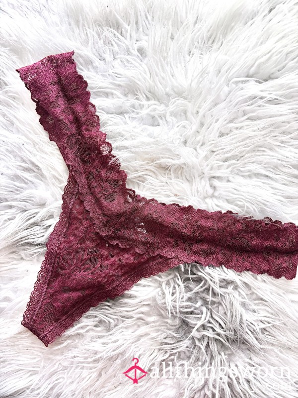 Victoria’s Secret Burgundy Low-rise Stretch Lace Thong (Lrg)