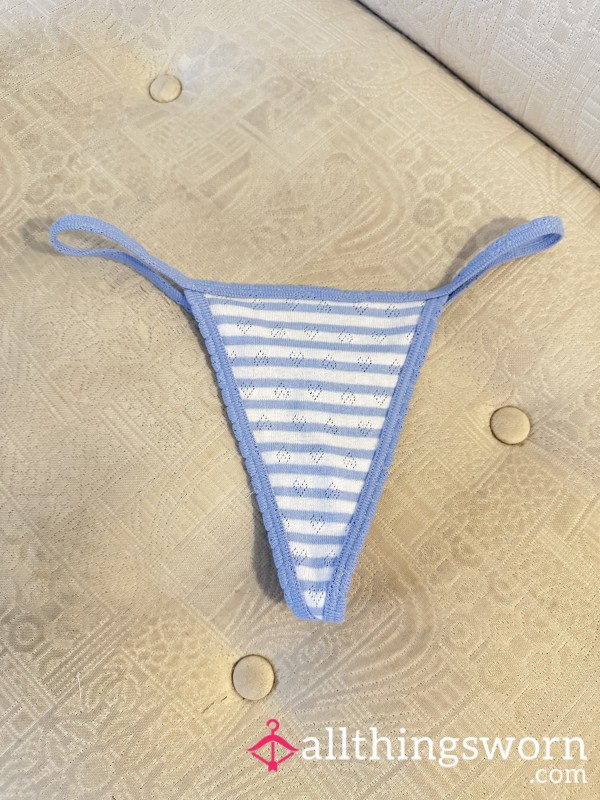 🩵 Victorias Secret Cotton Blue + White Heart G-String Panties 🩵