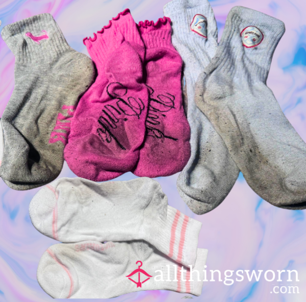 Filthy, Smelly Gym Crew Socks (Very Worn)🤮