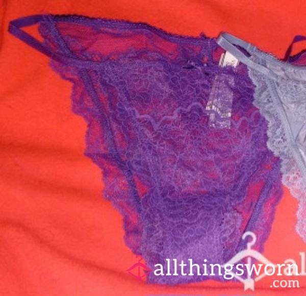 Victoria's Secret Dream Angels String Bikinis.   Purple Lace, Size Medium. 2 Days Of Wear For $27