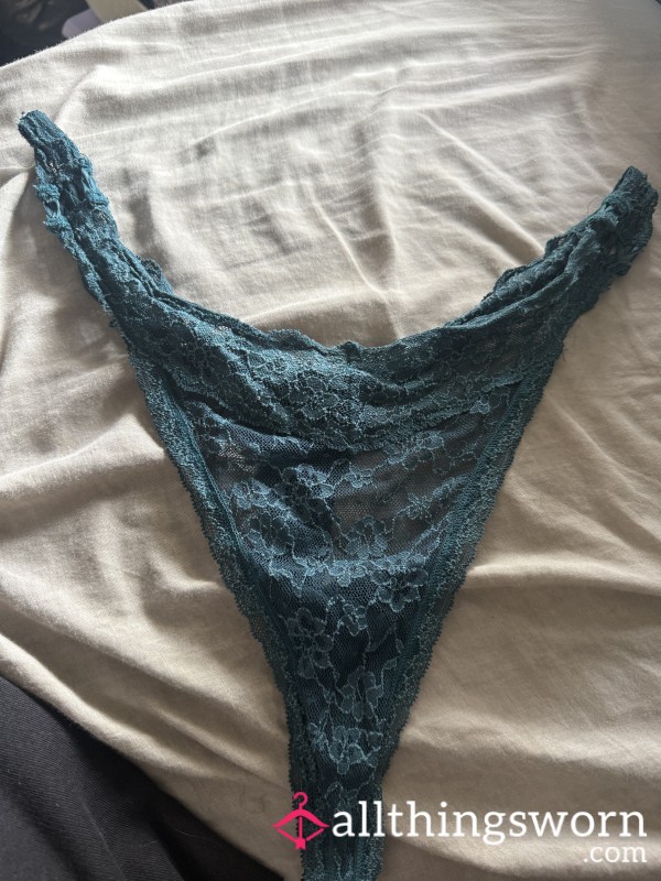 Victoria’s Secret Green Lacy Thong XL Worn 24 Hrs