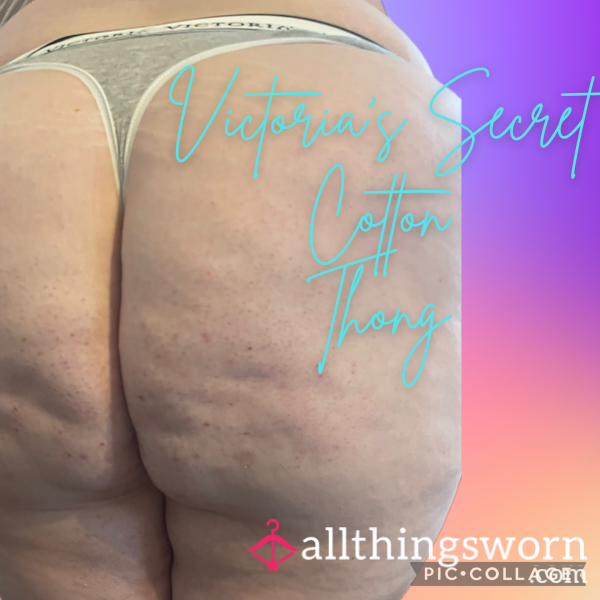 Victoria’s Secret Grey Cotton Thong: Worn By Delicious BBW And Shipped FREE In The US