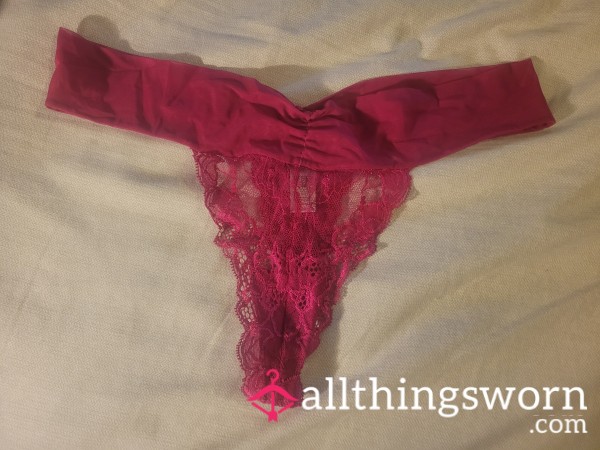 Victoria's Secret Lace Magenta Thong