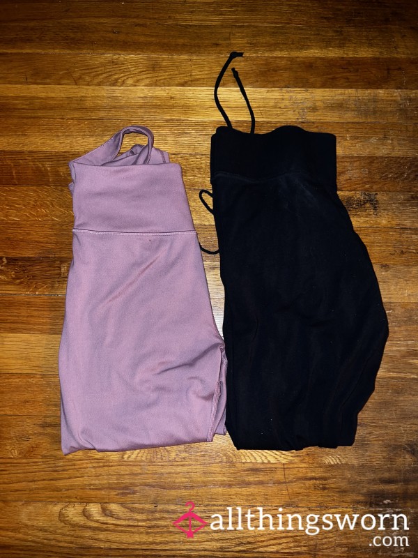 👷🏻‍♀️💜Victorias Secret Leggings Lavender And Black Size Large💜👷🏻‍♀️
