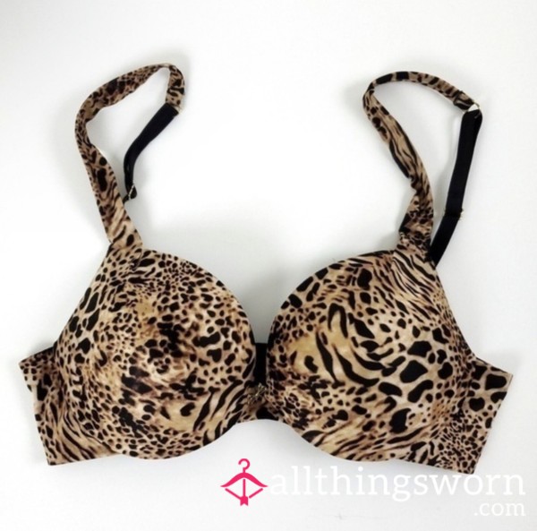 Victoria’s Secret Nylon Leopard Print Push Up Plunge Bra