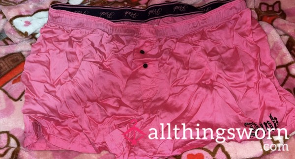 Victoria’s Secret Pajama Underwear Undies Women’s Pink Halloween Rhinestone Boxer Shorts 💖🎀🖤 (large - Extra Large) Stretchy!
