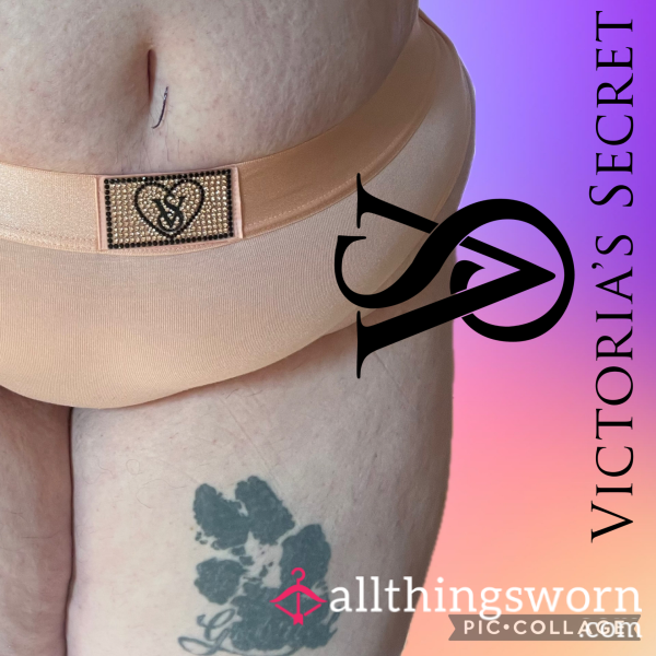 Victoria’s Secret Peach Shine Logo Cotton Thong