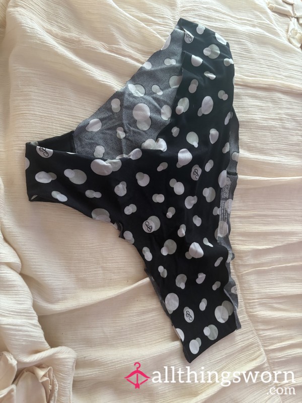 Victoria’s Secret PINK Black Polka Dot Panties – Soft & Lightweight – Worn