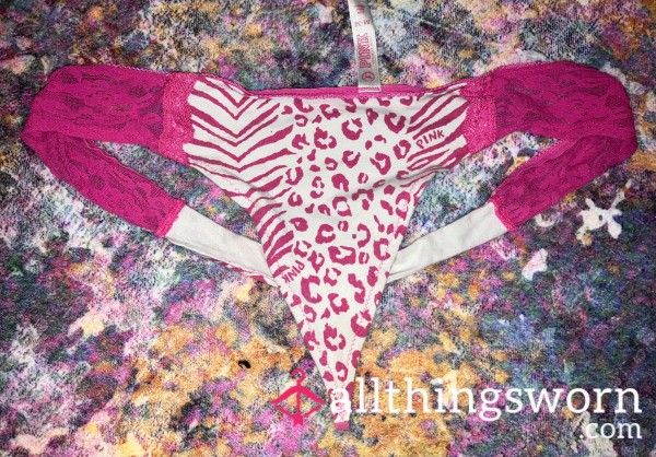 Victorias Secret PINK Leopard Print Lace Thong Vintage