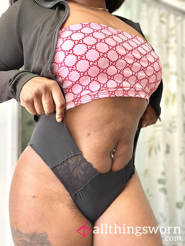 Victoria's Secret PINK No-Show Side Lace Hiphugger Panty In Pure Black