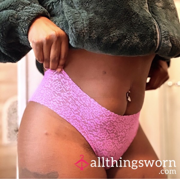 Victoria's Secret PINK No-Show Soft Lace Cheekster Panties In A Bright Fuschia Colorway (XLrg)