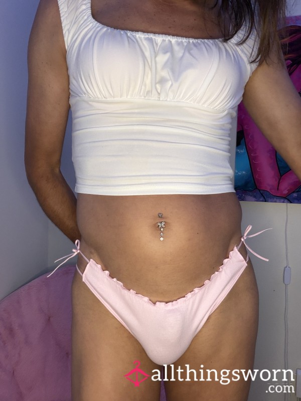 Victorias Secret Pink Tie Side Ruffle Bikini In Coconut Pink