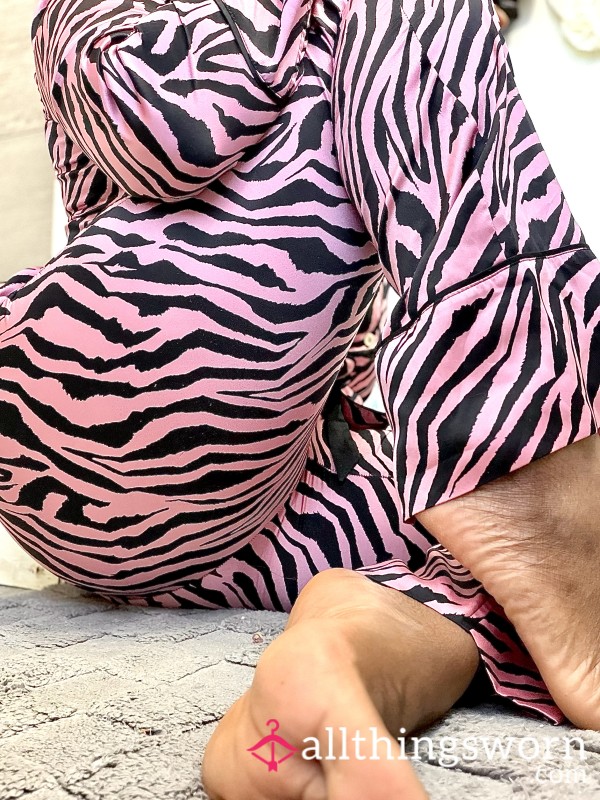 Victoria’s Secret Satin Pink &- Black Zebra Print Pajama Set (XS)