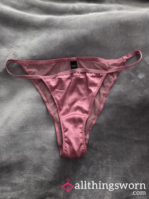 💋 Victoria’s Secret Satin & Mesh Panties – Size L 💋